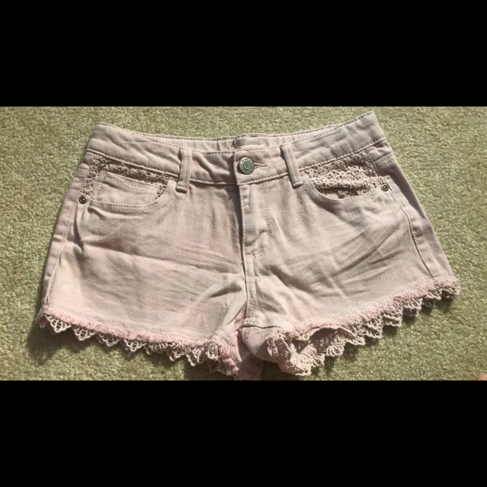-Light pink jean shorts